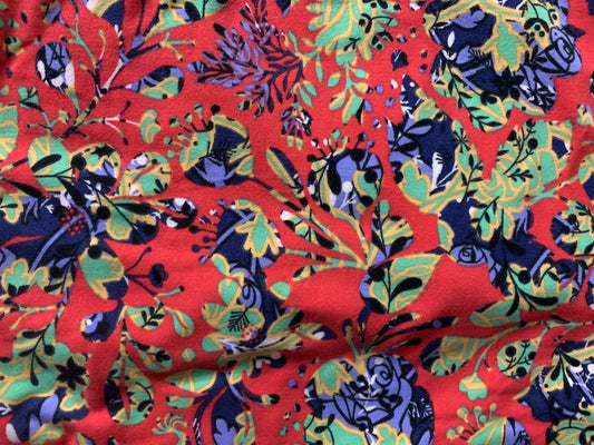 Red Floral Leggings-LLR