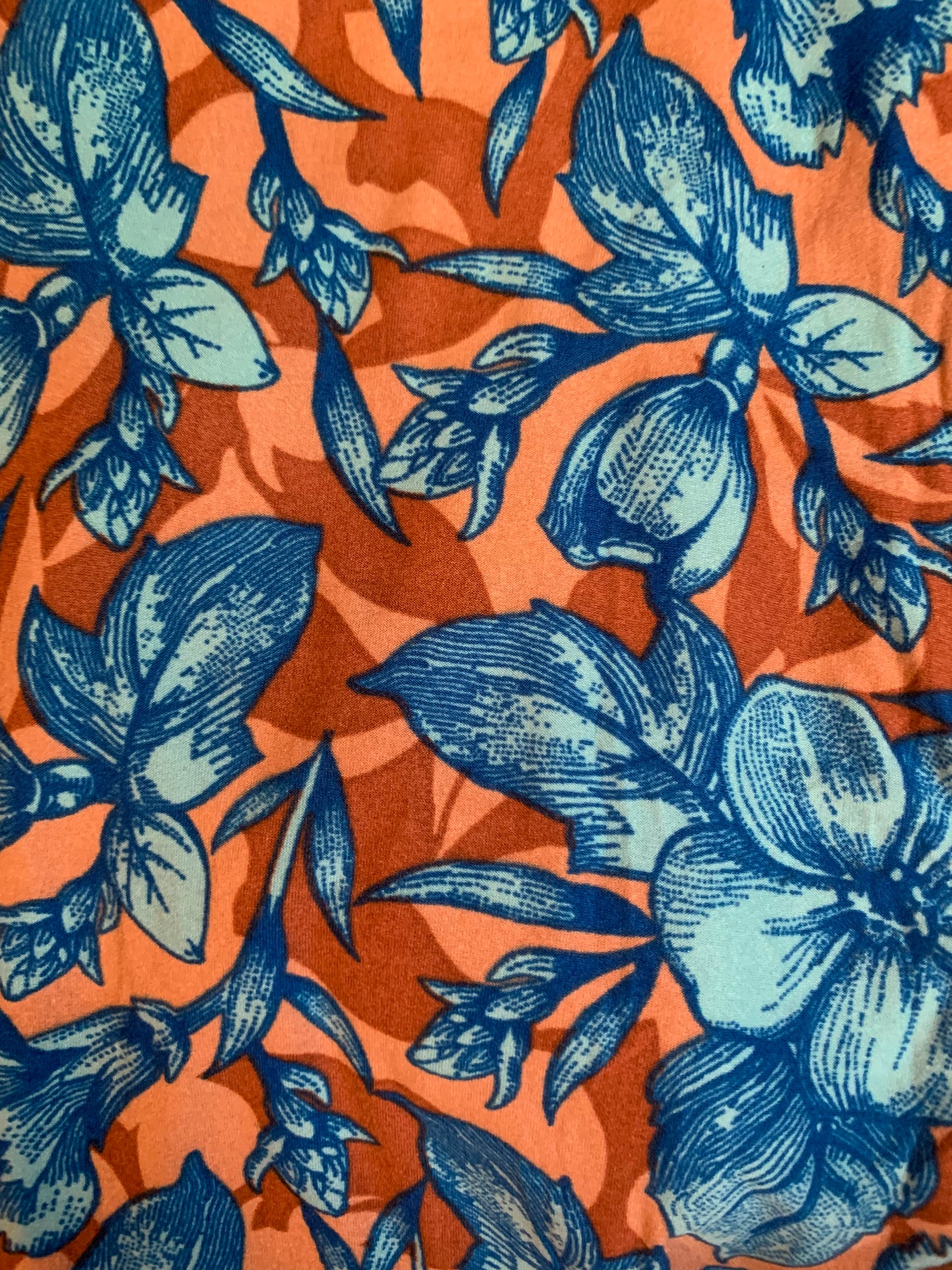 Tan and Blue Floral Leggings-LLR