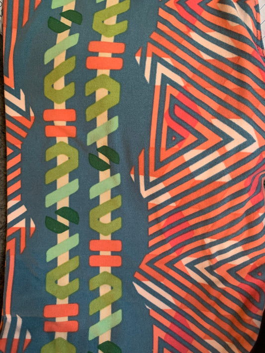 Blue, Pink and Green Abstract Leggings-LLR