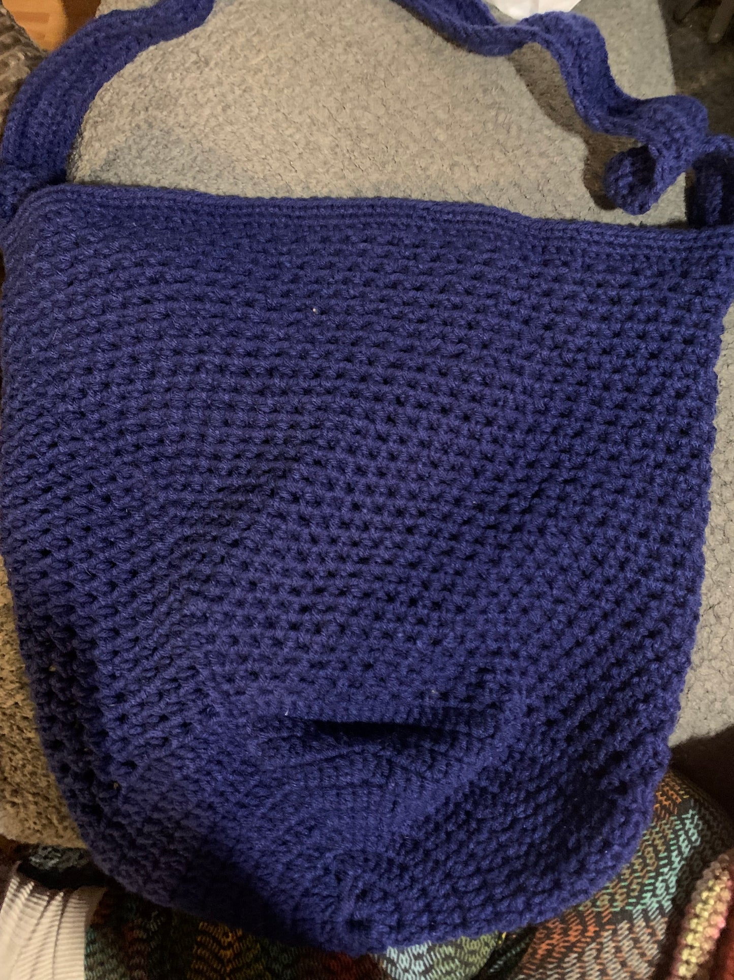 Navy  Crocheted Market Bag