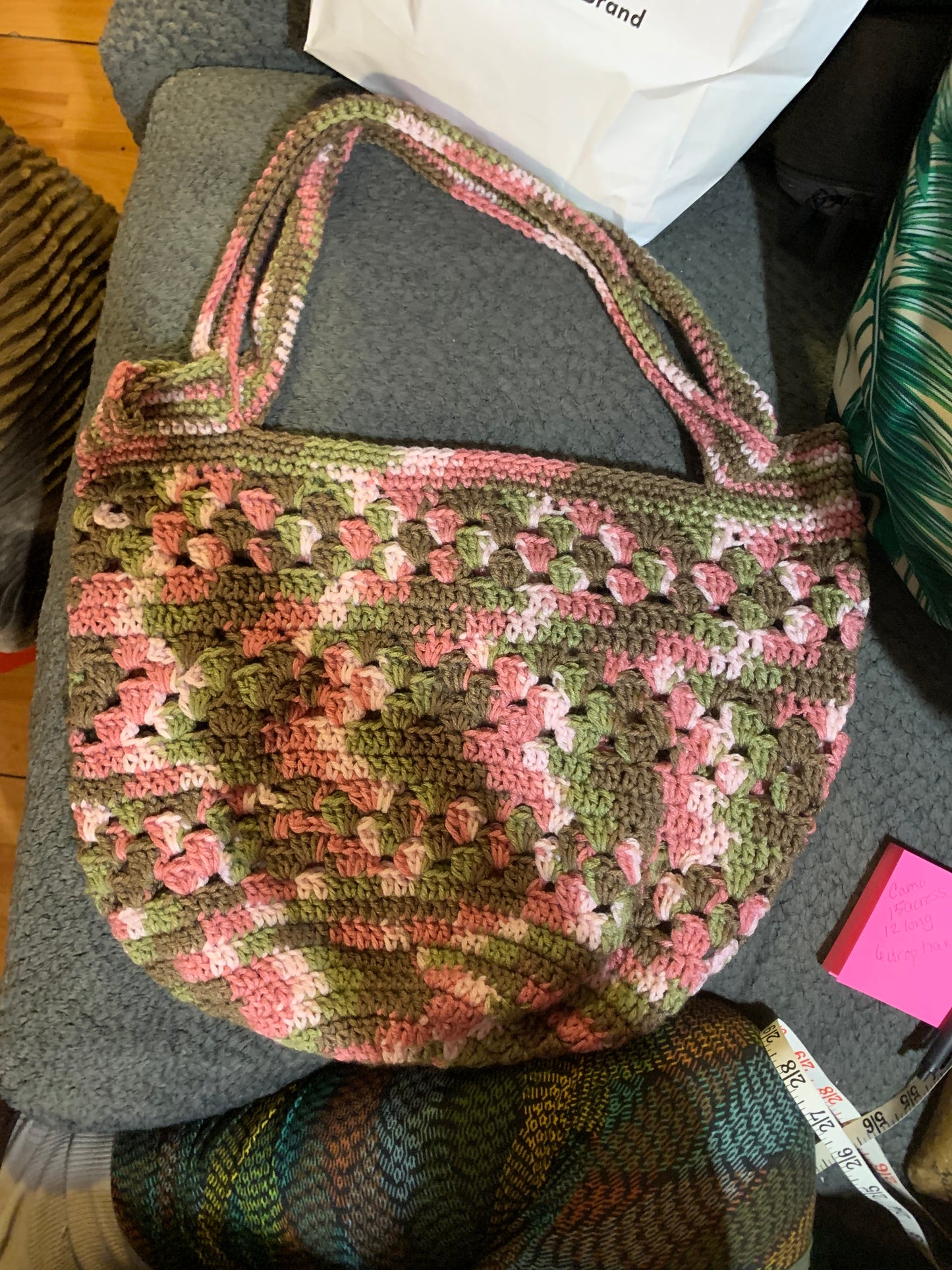 Pink Camo Crocheted market Bag